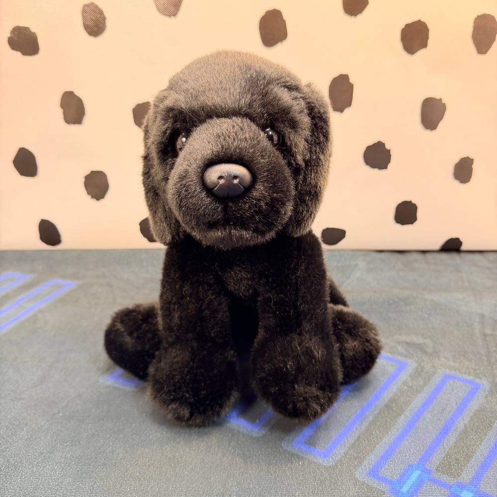 Ganz Black Lab Puppy Plush Sitting Labrador Retriever Dog Stuffed Animal 10"